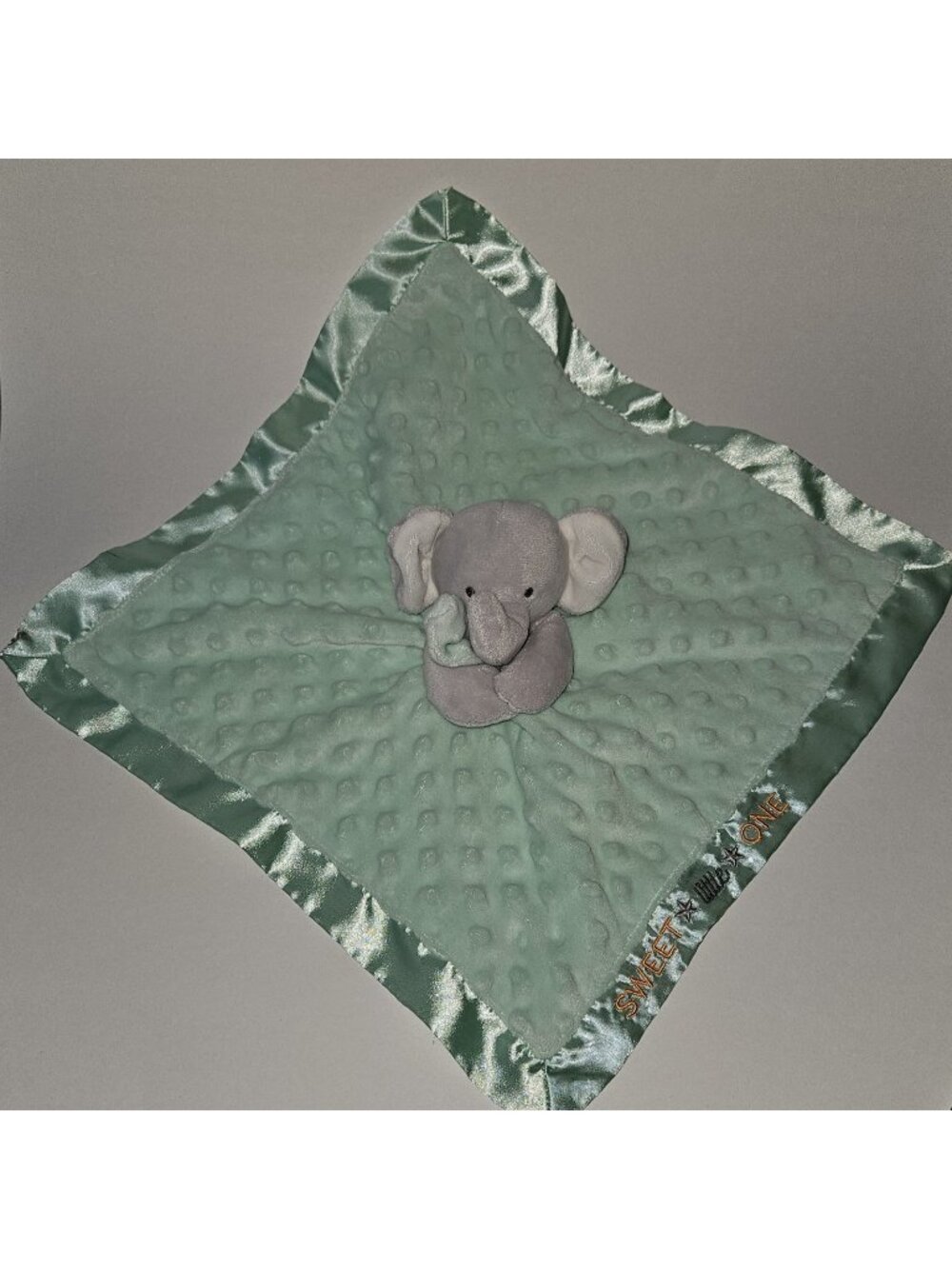 Carter's Child Mine Elephant Lovey Sweet Little One Rattle Minky Dots Satin READ